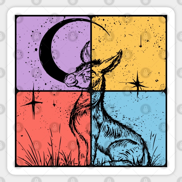 Moon and Donkey Spiritual Night Art Sticker by TuncGK